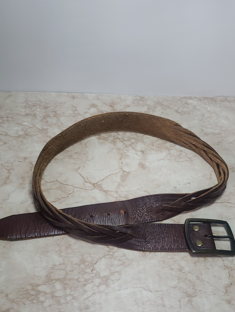 Classic Men's Braided Leather Belt - Brown
